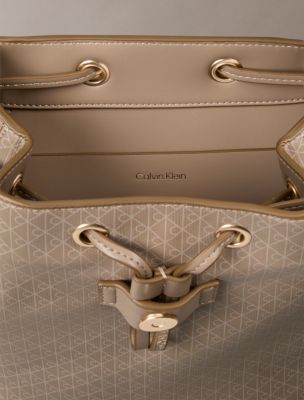 Calvin Klein Taupe Leather Backpack Calvin Klein Estelle Novelty-Backpack, Almond/Taupe/Natural  main image 3