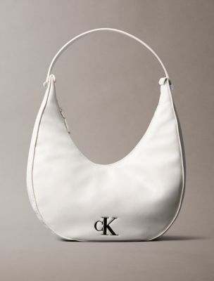 Curved Small Shoulder Bag, White Alyssum