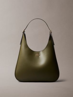 Monogram Hardware Curved Shoulder Bag, Olive Night