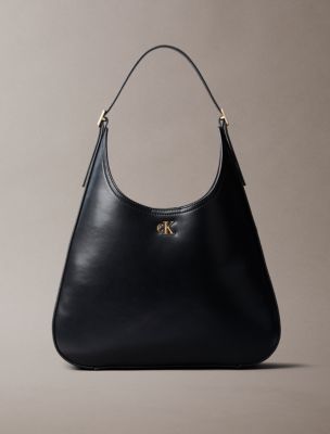 Monogram Hardware Curved Shoulder Bag, Black