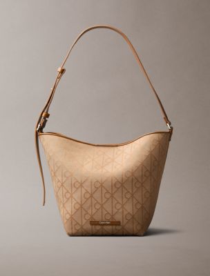 Allover Emblem Logo Jacquard Bucket Bag with Pouch, Cornstalk