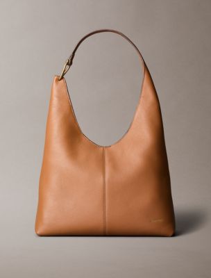 Slouchy Leather Medium Shoulder Bag, Argan Oil