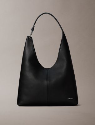 Slouchy Leather Medium Shoulder Bag, Black