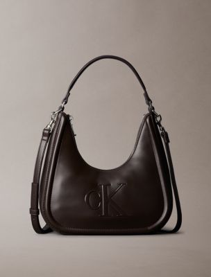 Embossed Monogram Crescent Bag, Delicioso