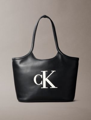 Embossed Monogram Tote Bag, Black/White