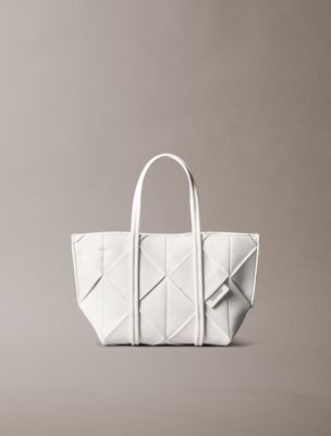 Woven Mini Tote Crossbody Bag, White Alyssum
