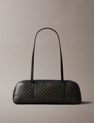 Emblem Logo Bauletto Bag, Black Aop