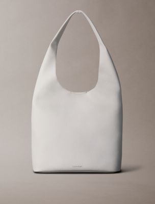 Slouchy Pebble Medium Shoulder Bag, White Alyssum