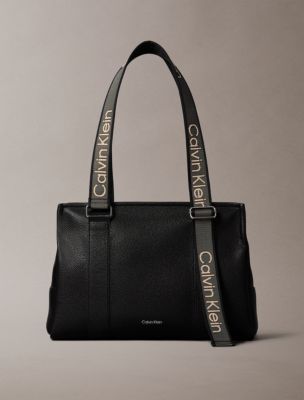 Logo Strap Tote Bag, Black
