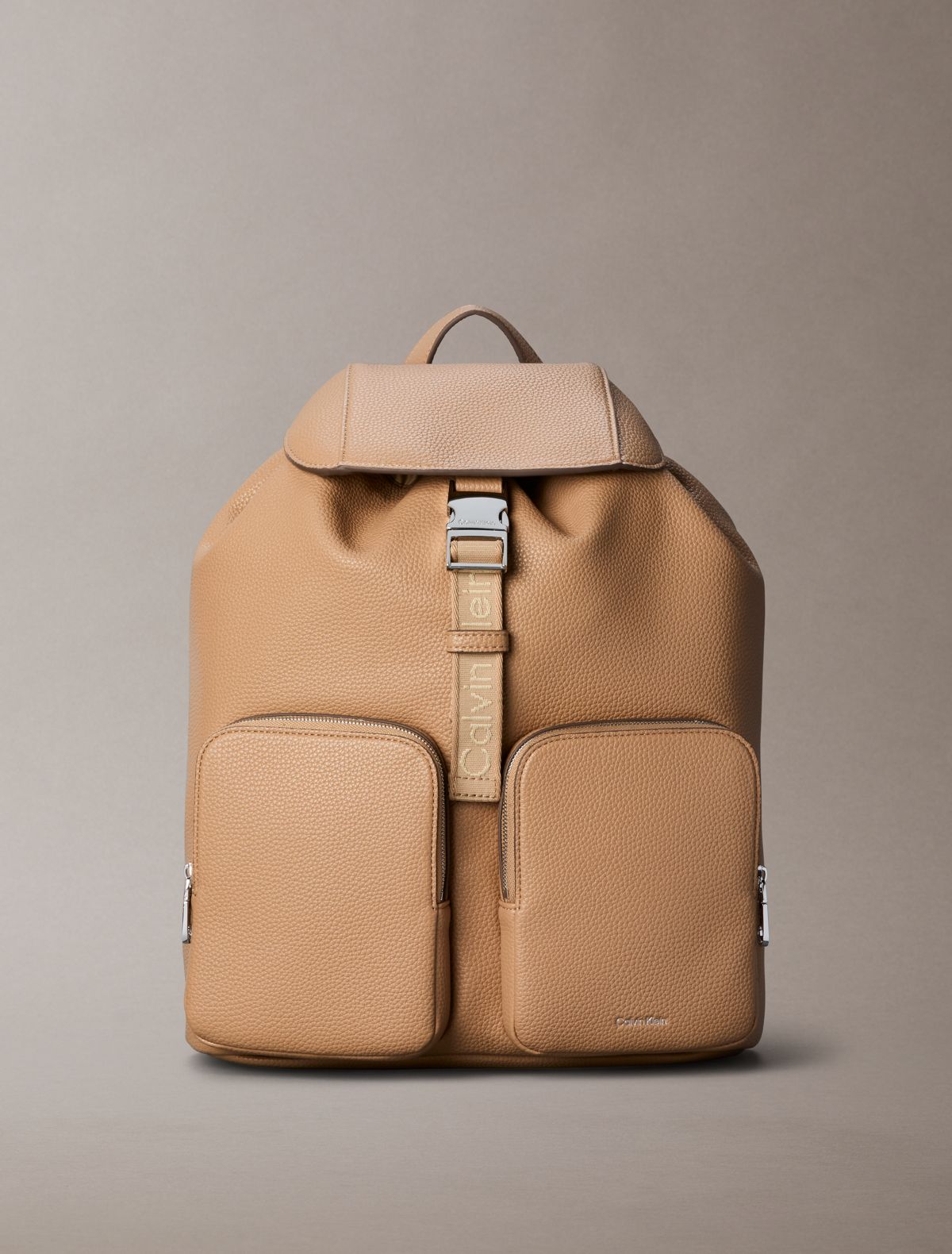Logo Strap Flap Backpack