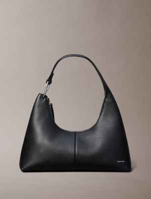 Slouchy Leather Shoulder Bag, Black