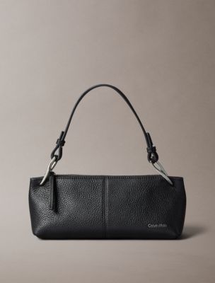 Slouchy Leather Small Convertible Bag, Black