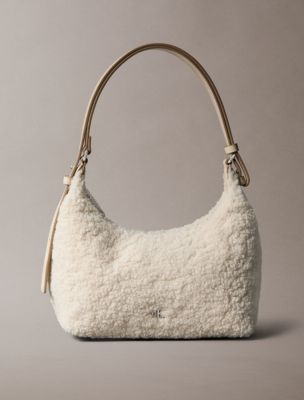Monogram Hardware Sherpa Shoulder Bag, Birch Sherpa