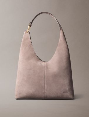 Slouchy Suede Large Shoulder Bag, Moonstruck Suede