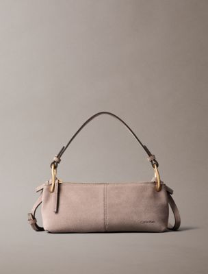 Slouchy Suede Small Shoulder Bag, Moonstruck Suede