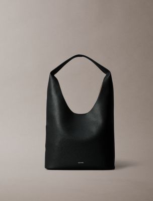 Pebble Grain Large Slouchy Bag, Black