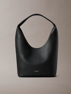 Pebble Grain Slouchy Bag, Black
