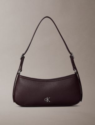 Minimal Monogram Small Shoulder Bag, Fudge
