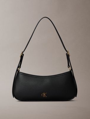 Minimal Monogram Small Shoulder Bag, Black