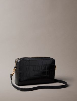 Женская сумка Calvin Klein Croc Minimal Monogram Camera, цвет: Чёрный — фото 2