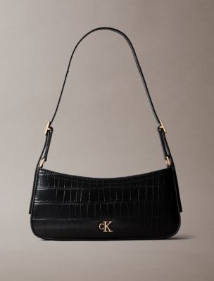 Croc Minimal Monogram Small Shoulder Bag, Black