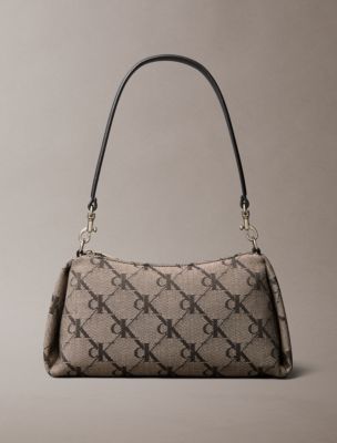 Monogram Jacquard Shoulder Bag, Lotus Beige / Black Aop