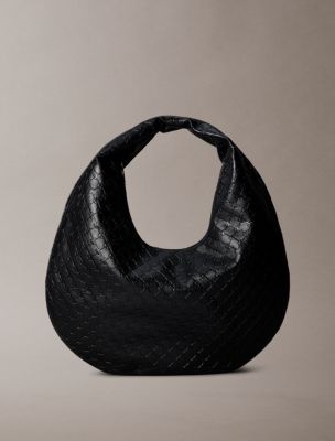Monogram Embossed Shoulder Bag, Black
