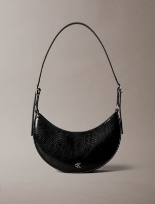 Женская сумка Calvin Klein Hardware Monogram Crescent Shoulder, цвет: Чёрный — фото 1