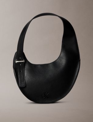Crescent Asymmetrical Shoulder Bag, Black