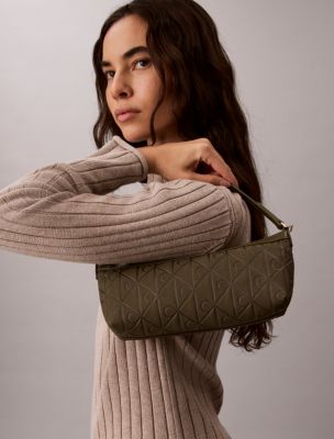 Женская сумка Calvin Klein Allover Emblem Logo Long Shoulder, цвет: Оливковый ночной — фото 4