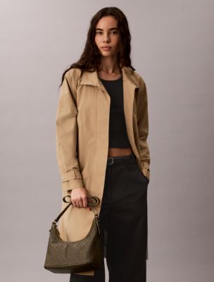 Женская сумка Calvin Klein Allover Emblem Logo Small Shoulder, цвет: Оливковый ночной — фото 4