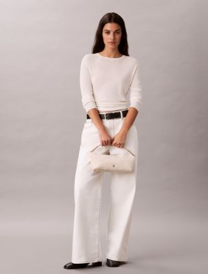 Женская сумка Calvin Klein Monogram Hardware Sherpa Elongated Shoulder, цвет: Берёзовый — фото 3