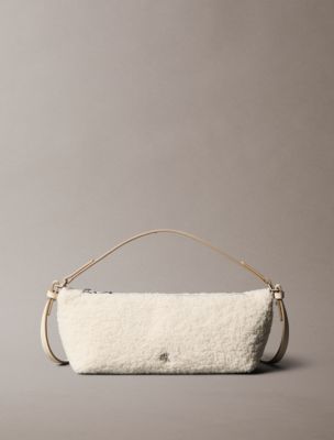Monogram Hardware Sherpa Elongated Shoulder Bag, Birch Sherpa