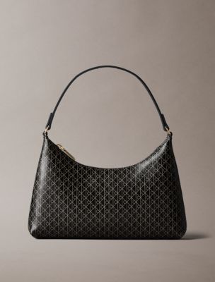 Emblem Logo Small Shoulder Bag, Black Aop