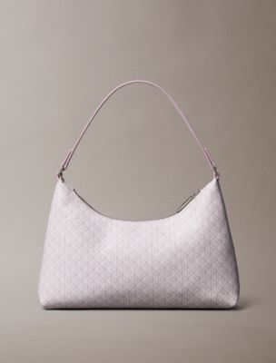 Emblem Logo Small Shoulder Bag, Gray Lilac / Violet Ice AOP