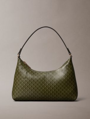 Emblem Logo Small Shoulder Bag, Olive Night AOP