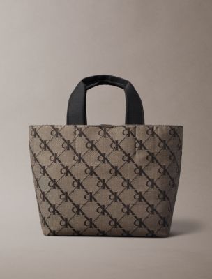 Monogram Jacquard Tote Bag, Lotus Beige / Black Aop