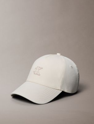 Lurex Monogram Baseball Cap, White Greige
