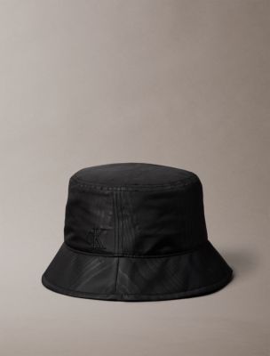 Embroidered Monogram Printed Bucket Hat, Black