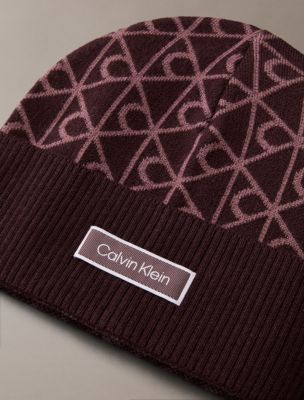 Женская шапка Calvin Klein Allover Emblem Logo Wool Beanie, цвет: Fudge — фото 2