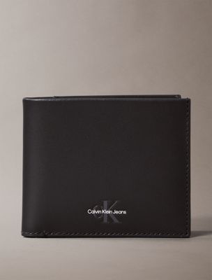 Center Monogram Logo Bifold Wallet, Black