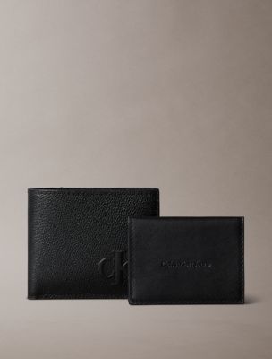 Sculpted Impression Bifold Wallet and Card Case, Black
