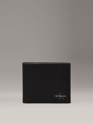 Portefeuille à deux volets avec monogramme, noir