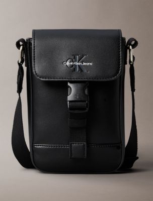 Monogram Logo Flap Phone Crossbody Bag, Black