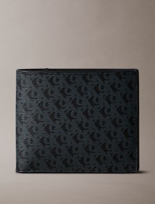 Allover Monogram Logo Matte Bifold Wallet, Black