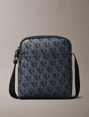 Allover Monogram Logo Small Reporter Bag, Black