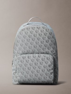 Jacquard Monogram Logo Zip Backpack, Campus Grey