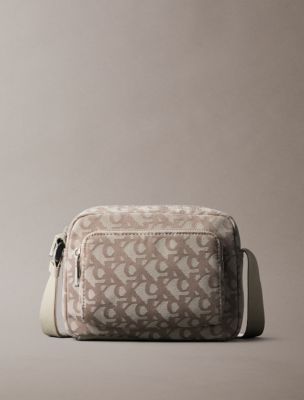 Monogram Jacquard Camera Bag, Caribou/Weathered Teak
