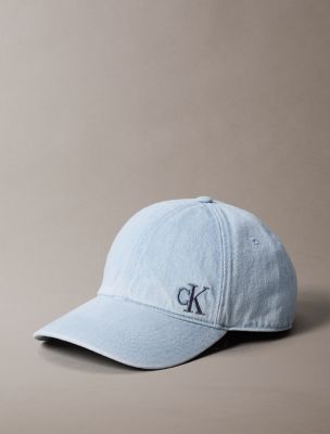 Washed Denim Embroidered Logo Baseball Cap, Light Washed Denim