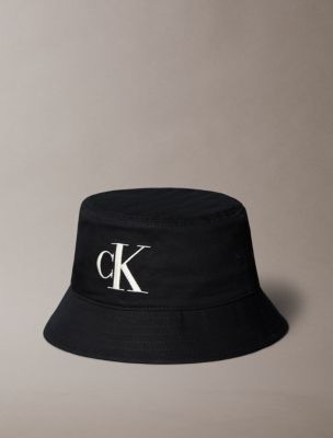 Embroidered Monogram Logo Twill Bucket Hat, Black